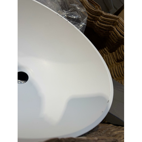 ATTENTION Produit imparfait | LAVABO OVALE 'DESIGN' - PLASTIQUE BLANC 35 x 25,6 x 13,5 cm