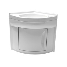 Miniature ATTENTION Produit imparfait | MEUBLE D'ANGLE + LAVABO D''ANGLE ENCASTRABLE BLANC EN PST 41,8 x 41,8 x H51 cm N° 1