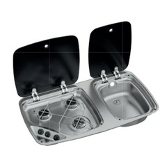 Miniature Réchaud - 3 FEUX - 525 x 170 x 350 mm - SANS ALLUMAGE - NOIR/RAYE - DOMETIC N° 0