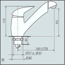 Miniature ROBINET MITIGEUR AVEC DOUCHETTE PELIKAN / RACCORD UNIQUICK 12mm - REICH N° 4