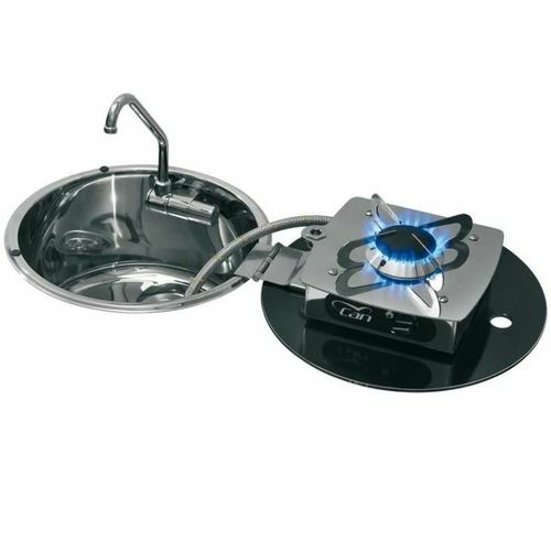 COMBINE 1 FEU GAZ 30MB + EVIER ROND Ø 30 cm LC1701 - CAN